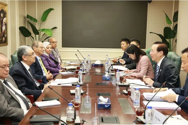 國家電網(wǎng)董事長辛保安與埃及電力部部長沙赫爾、中國駐埃及大使廖力強(qiáng)會談