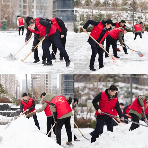 白雪更映“志愿紅”，山東電建公司志愿者掃雪除冰在行動